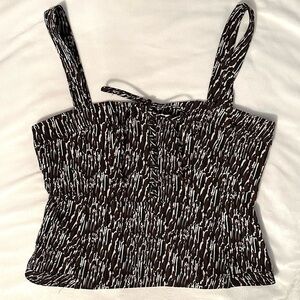 Diane Von Furstenberg DVF Avalon Corset Crop Tank Top 14 Women’s Black Brown NWT